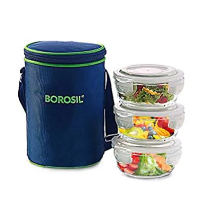 Borosil Lunch Box Microwavable Klip And Store 400 Ml