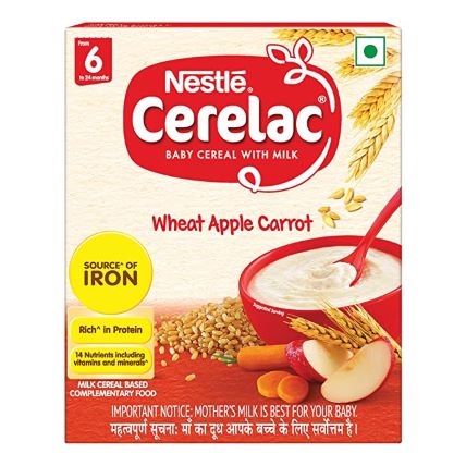 Nestle Baby Food Cerelac Wheat Apple Carrot 6 To 24 Months