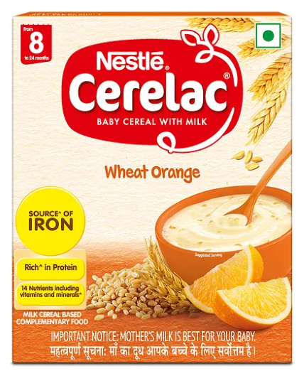 Nestle Baby Food Cerelac Wheat Orange Upto 8 To 24 Months