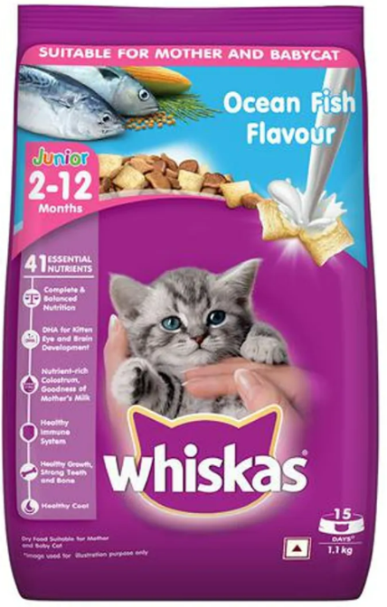 Whiskas Cat Food Junior Ocean Fish Flavor With Milk